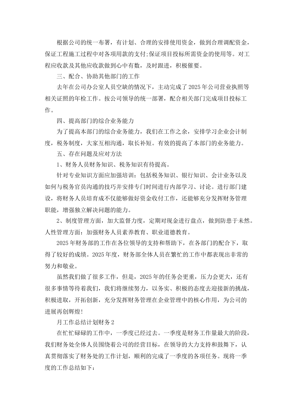 月工作总结计划财务_第2页