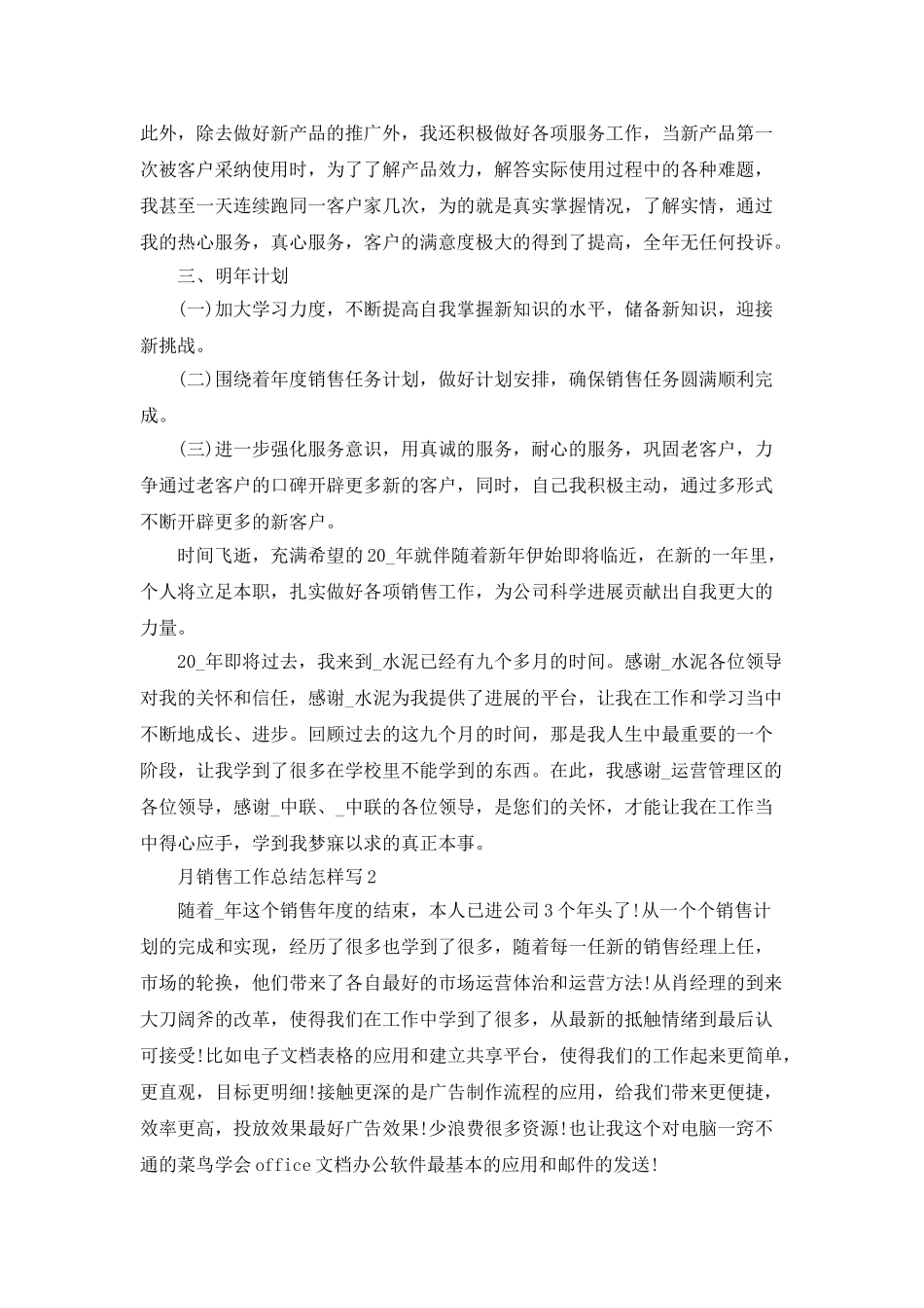 月销售工作总结怎样写_第2页