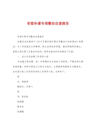 有偿补课专项整治自查报告