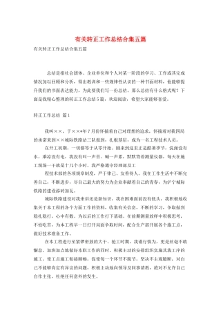 有关转正工作总结合集五篇