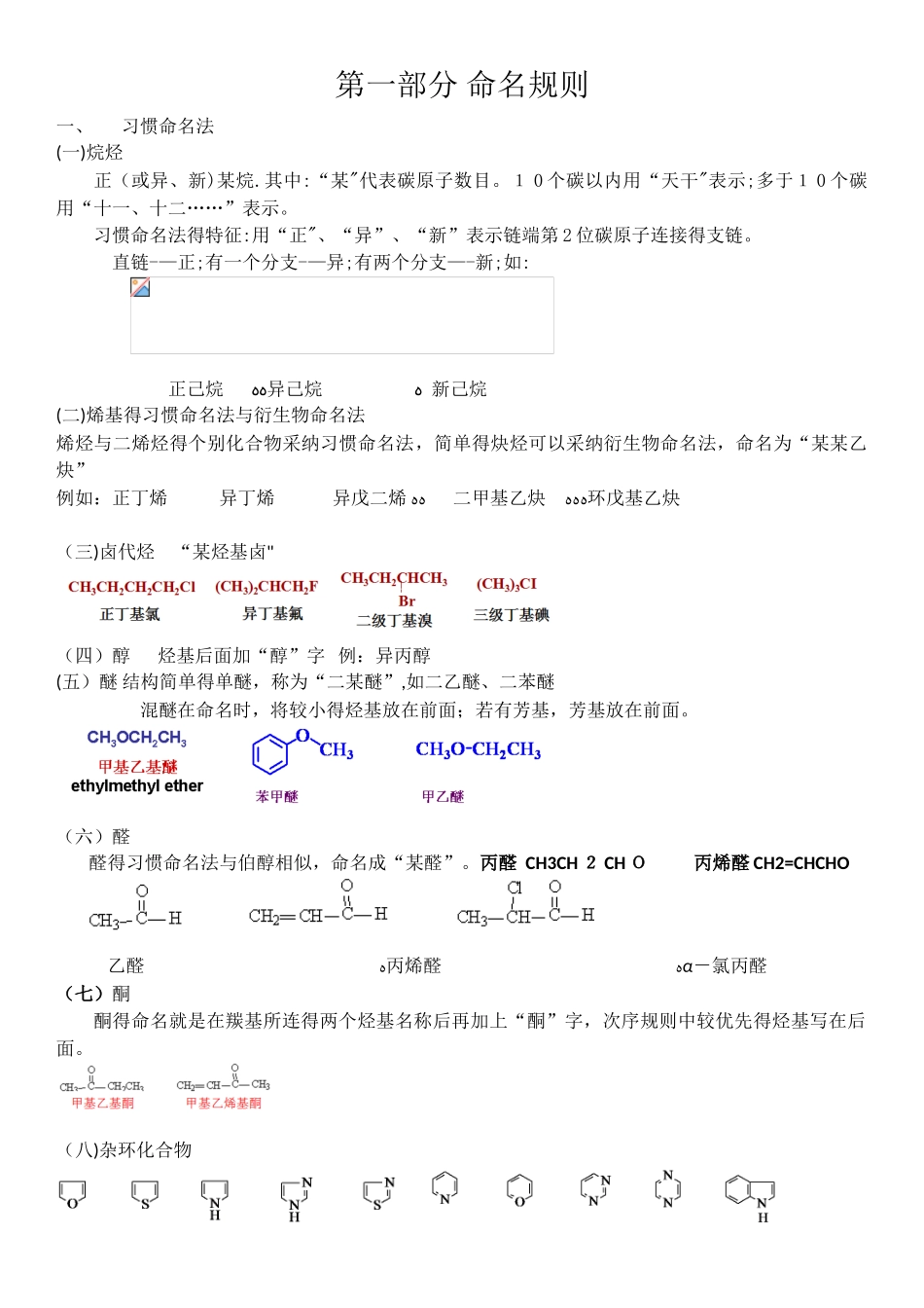 有机化学复习提纲化合物命名_第1页