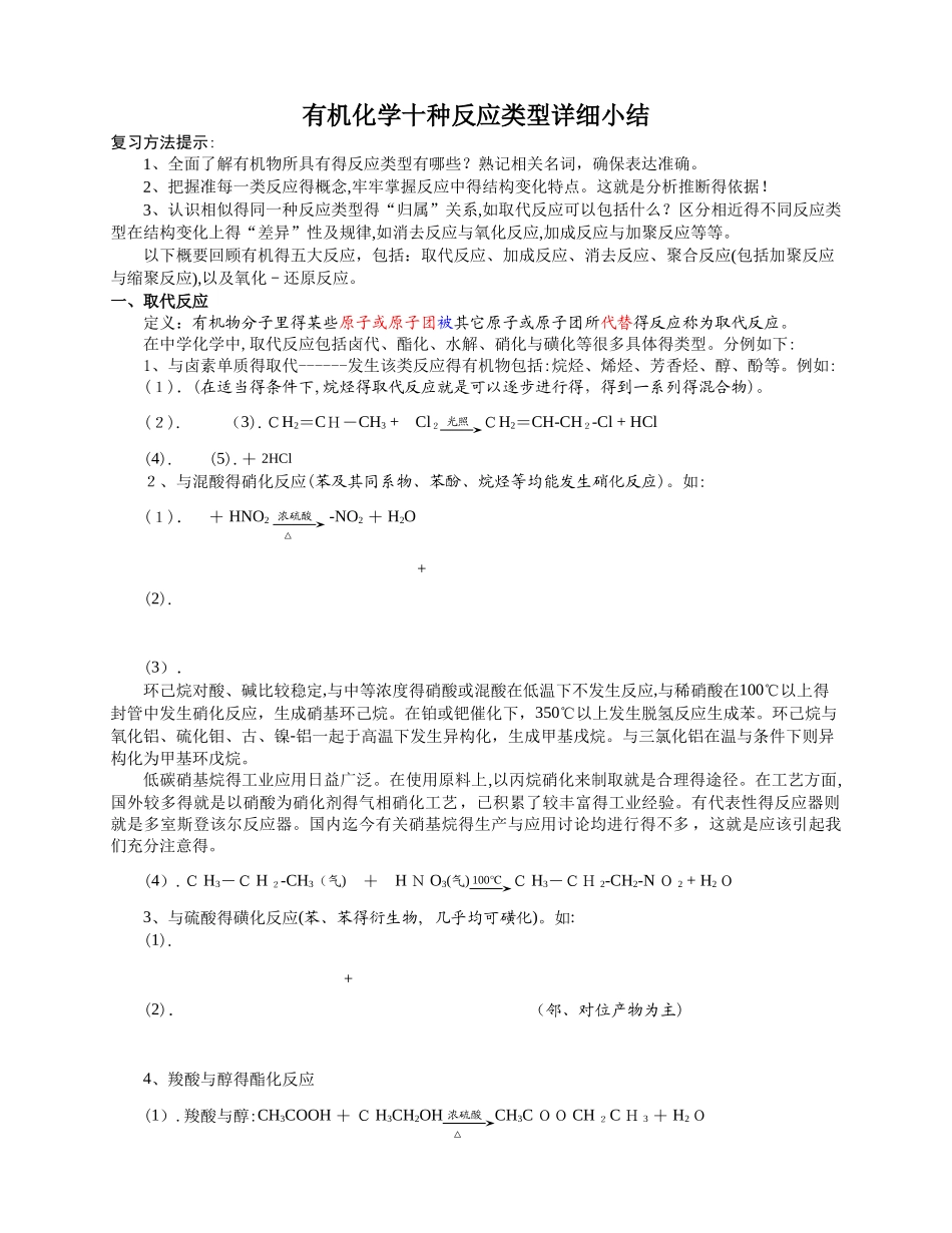 有机化学十种反应类型详细小结精美版_第1页