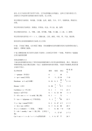 有机溶剂极性大小