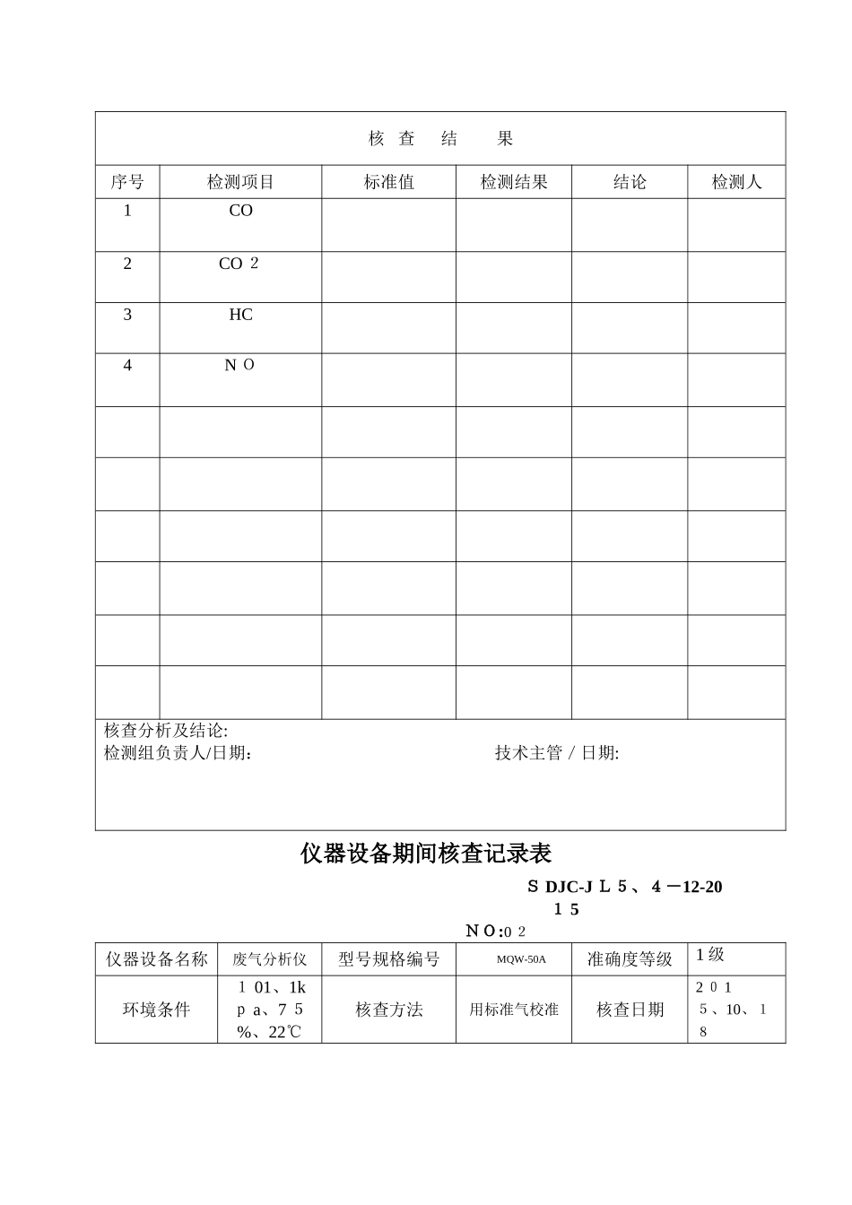 期间核查计划表和记录表_第2页