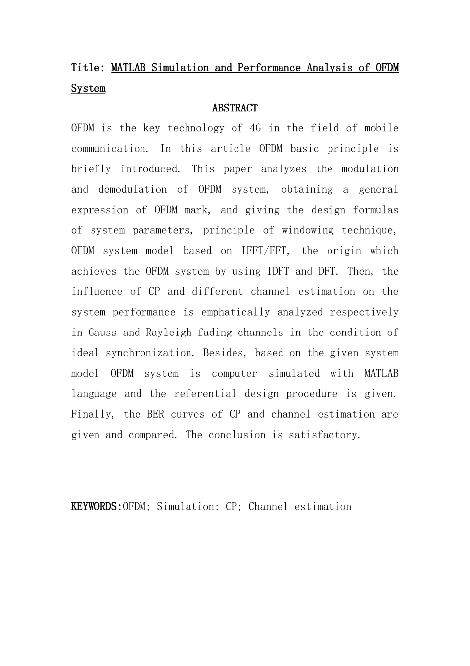 本科毕业设计基于MATLAB的OFDM系统仿真及分析样本_第2页
