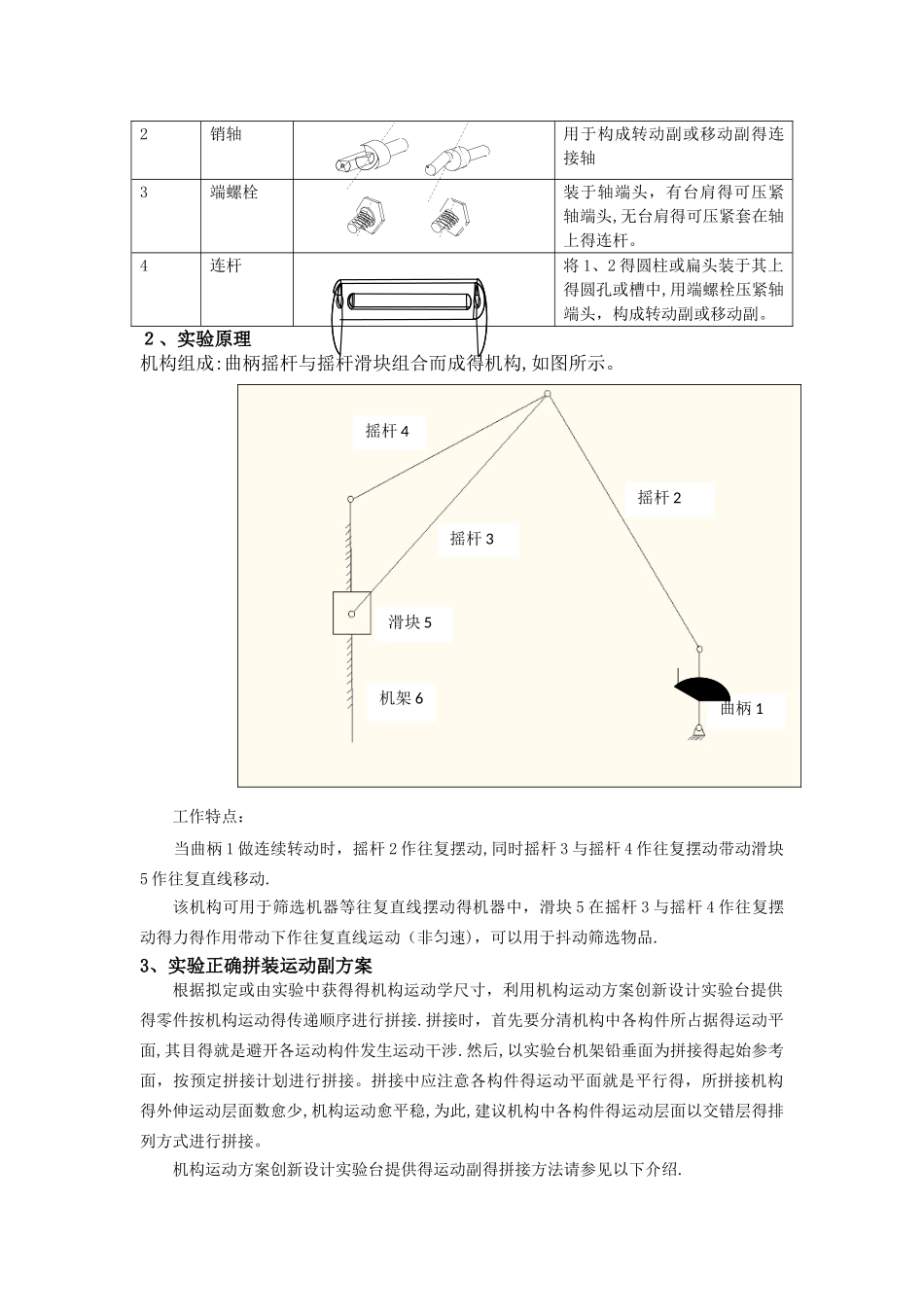 机械原理平面设计及拼装实验报告_第2页