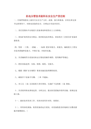 机电分管技术副科长安全生产责任制