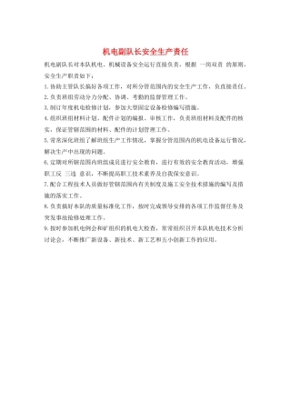机电副队长安全生产责任