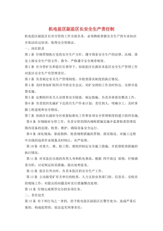 机电监区副监区长安全生产责任制