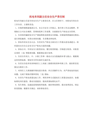 机电车间副主任安全生产责任制