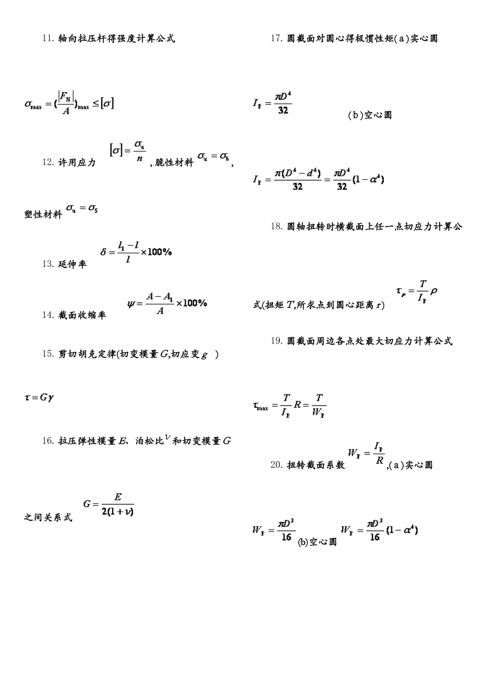 材料力学公式汇总_第2页