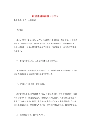 村主任述职报告(十三)
