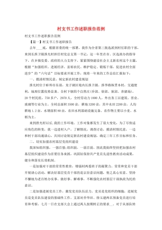 村支书工作述职报告范例