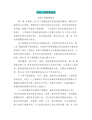 村级干部管理规定