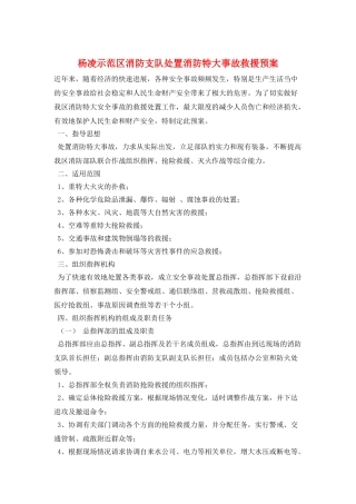 杨凌示范区消防支队处置消防特大事故救援预案