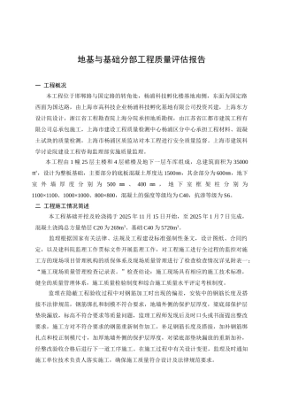 杨浦科技孵化楼地基与基础监理评估报告