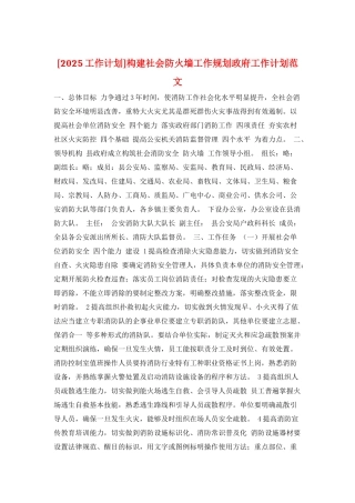 构建社会防火墙工作规划政府工作计划范文