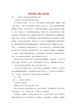 林冲雪夜上梁山读后感