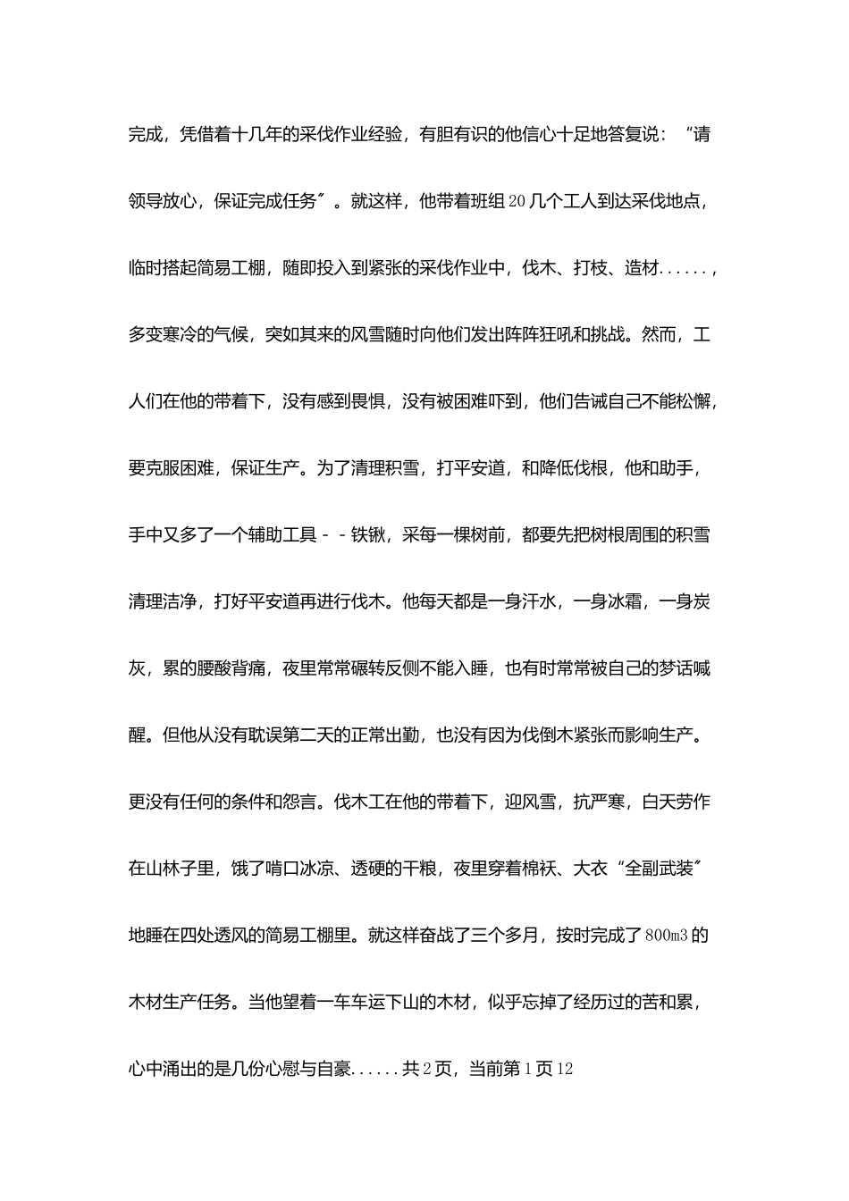 林场采伐工、现场员先进事迹_第3页