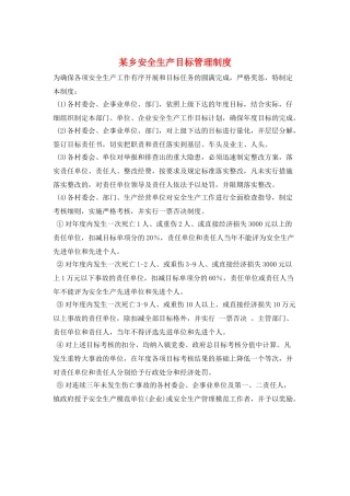 某乡安全生产目标管理制度