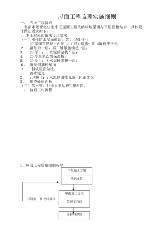 某住宅小区屋面工程监理实施细则