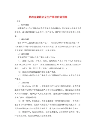 某冶金集团安全生产事故应急预案