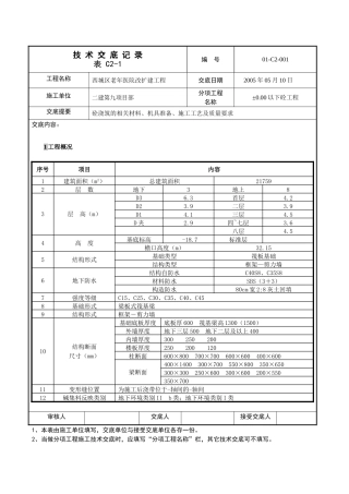 某医院改扩建工程混凝土技术交底