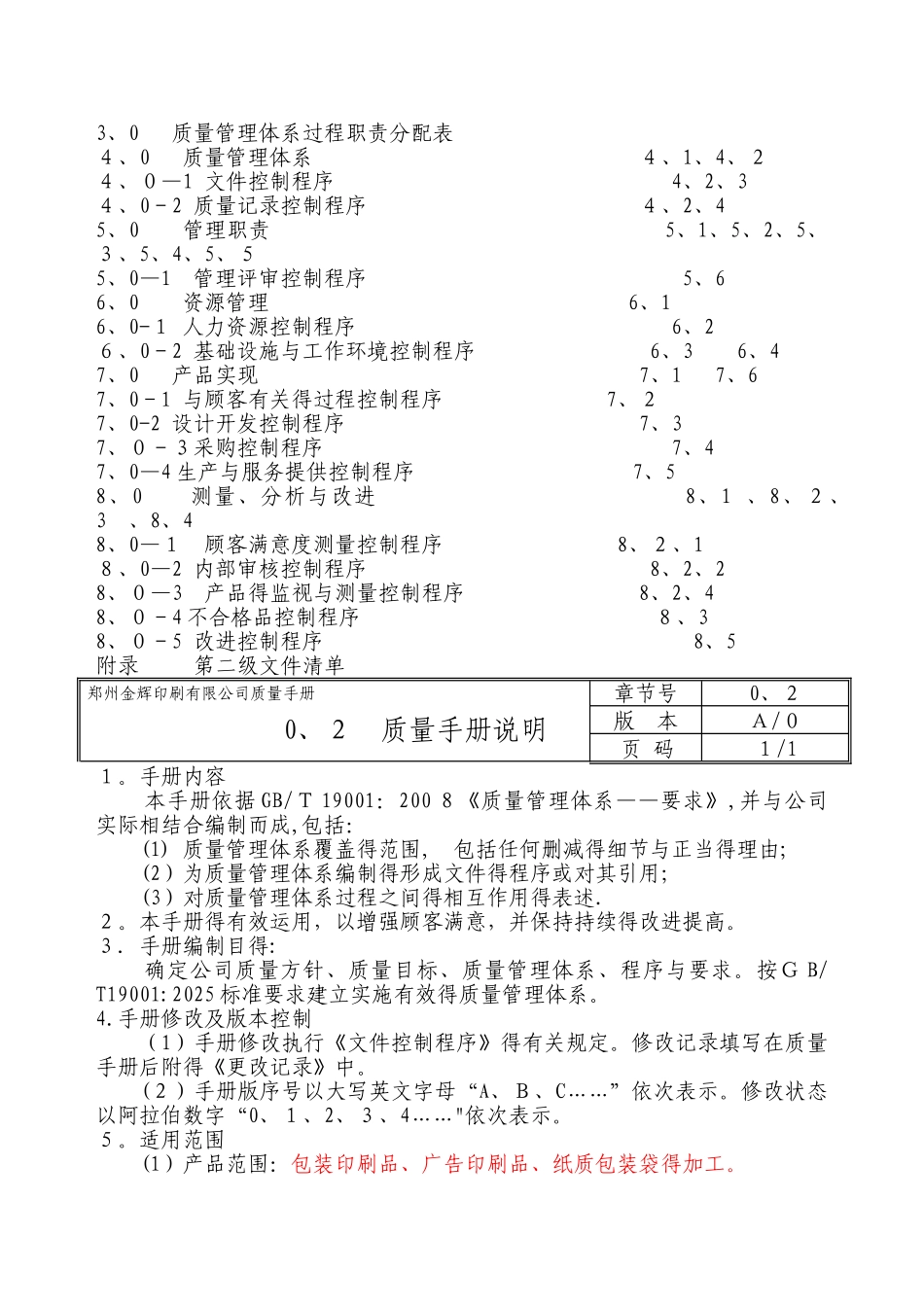 某印刷有限公司质量管理手册_第3页