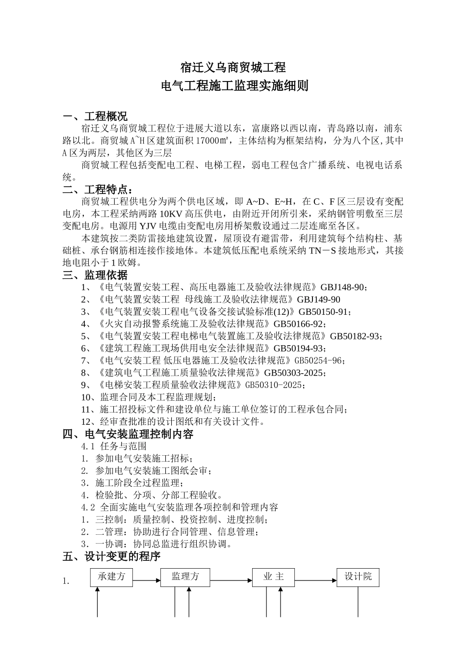 某商贸城电气工程施工监理实施细则_第1页