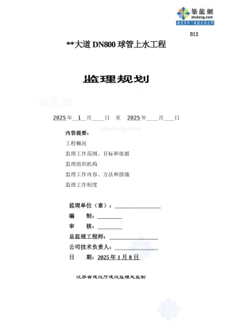 某大道球管上水工程监理规划