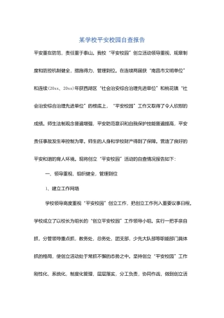 某学校平安校园自查报告