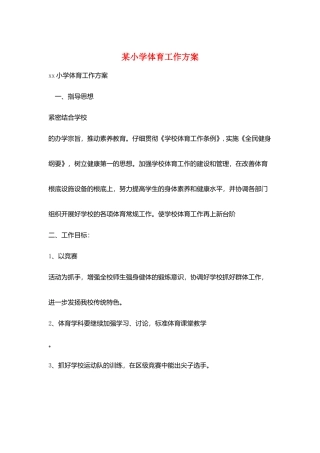 某小学体育工作计划