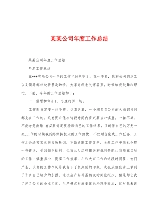 某某公司年度工作总结