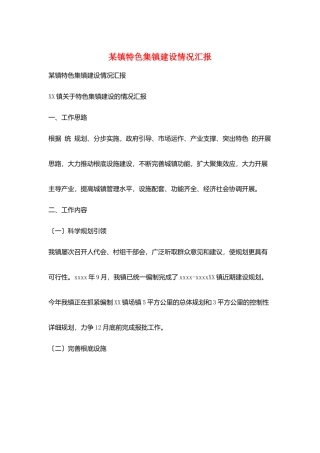 某镇特色集镇建设情况汇报