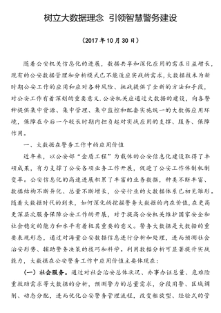 树立大数据理念--引领智慧警务建设—资政报告