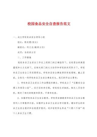 校园食品安全自查报告范文