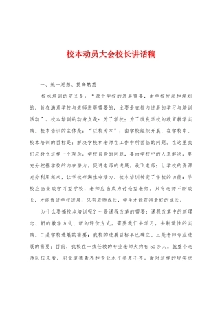 校本动员大会校长讲话稿