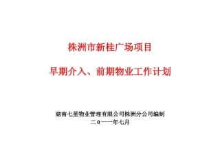 株洲前期介入物业工作计划工作方案