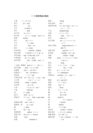 核专业英语词汇