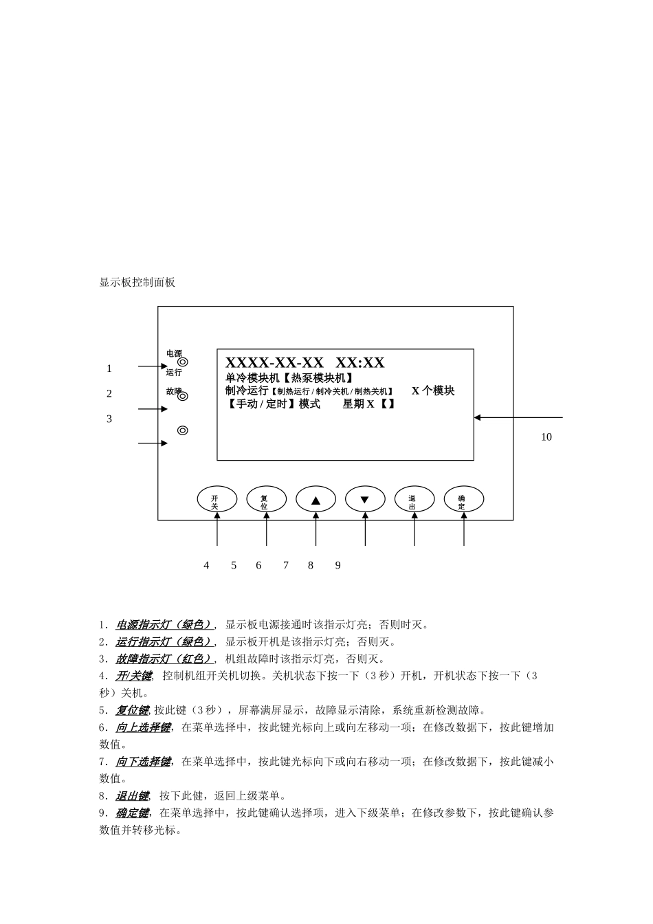 格力空调主机面板操作说明_第1页