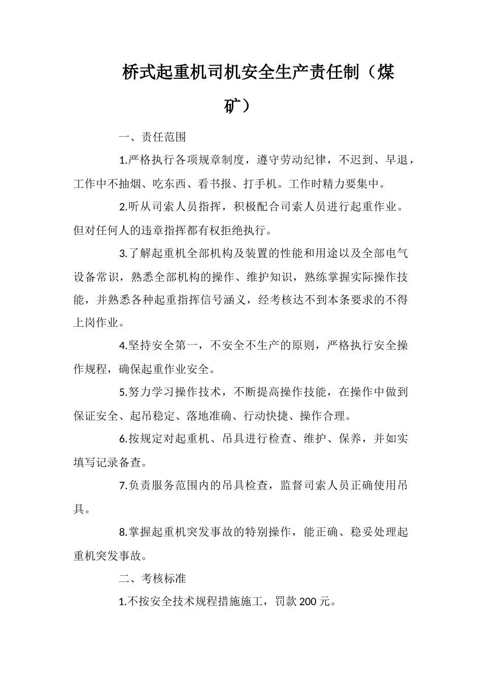 桥式起重机司机安全生产责任制_第1页