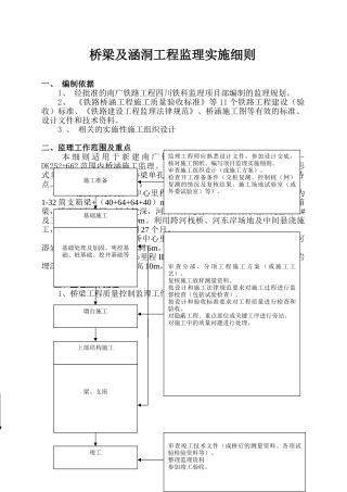 桥梁及涵洞工程监理实施细则