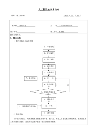 桥梁工程人工挖孔桩技术交底
