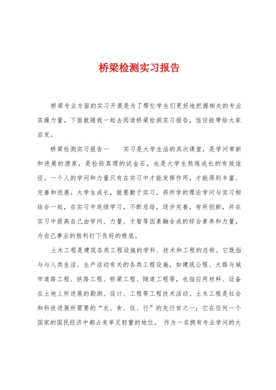 桥梁检测实习报告_第1页