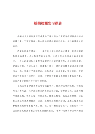 桥梁检测实习报告