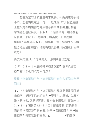 梁的“构造钢筋”和“抗扭钢筋”