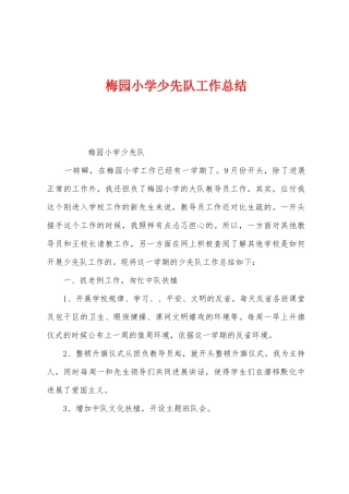 梅园小学少先队工作总结