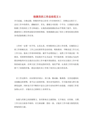 检测员的工作总结范文1