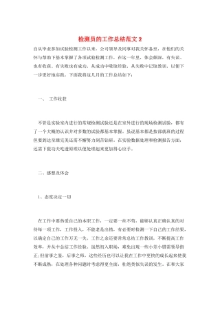 检测员的工作总结范文2