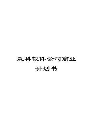 森科软件公司商业计划书